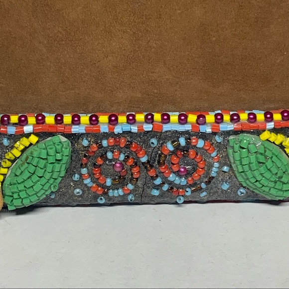 Mary Frances embellished beaded handbag with brown suede beaded strap - Picture 8 of 10